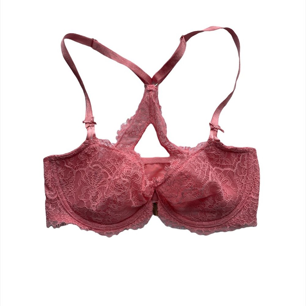 Victoria's Secret 34D Pink Dream Angels Push Up No Padding Underwire Lace